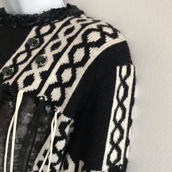 Glam Patchwork Italian Wool Blend Winter Sweater - Picture 9 of 16